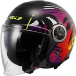 CASCO JET LS2 NUEVO OF620 CLASSY PALM BLACK-06/ PALMA NEGRO MULTICOLOR