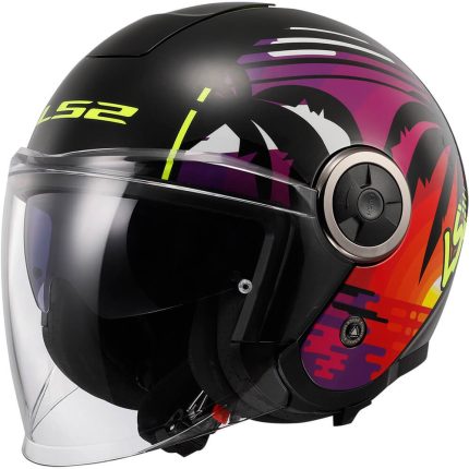CASCO JET LS2 NUEVO OF620 CLASSY PALM BLACK-06/ PALMA NEGRO MULTICOLOR