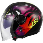 CASCO JET LS2 NUEVO OF620 CLASSY PALM BLACK-06/ PALMA NEGRO MULTICOLOR - Imagen 2