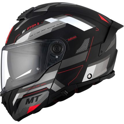 CASCO MODULAR MT- ATOM 2 SV BAST D5 MATE/ NEGRO BLANCO ROJO /ECE 22.06
