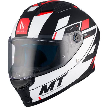 CASCO INTEGRAL HELMET MT STINGER 2 ZIVZE B5 MATT/ NEGRO BLANCO ROJO /ECE 22.06