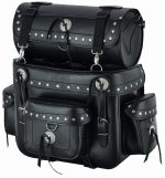 BAUL RESPALDO DE CUERO 3-4MM RÍGIDO CON RULO DESMONTABLE PARA MOTO CUSTOM ADVENTURE PACK