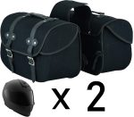 ALFORJAS VINTAGE DE MOTO LATERALES RIGIDAS, REFORZADAS DE LONA CANVAS CAFE RACER NEGRO