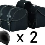 ALFORJAS VINTAGE DE MOTO LATERALES RIGIDAS, REFORZADAS DE LONA CANVAS CAFE RACER NEGRO