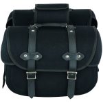 ALFORJAS VINTAGE DE MOTO LATERALES RIGIDAS, REFORZADAS DE LONA CANVAS CAFE RACER NEGRO - Imagen 2