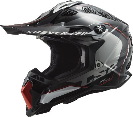 CASCO DE MOTO CROSS LS2 -MX700 SUBVERTER ARCHED SILVER TITANIUM-ECE 22.06 NEGRO GRIS