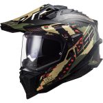 CASCO DE MOTO TRAIL LS2 -MX701 C EXPLORER EXTEND MATT MILITARY GREEN-ECE 22.06 FIBRA DE CARBONO NEGRO VERDE MARRON