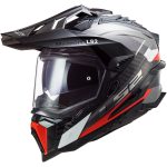 CASCO DE MOTO TRAIL LS2 -MX701 C EXPLORER FRONTIER G.TITANIUM RED-ECE 22.06 FIBRA DE CARBONO NEGRO BLANCO ROJO