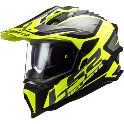 CASCO DE MOTO TRAIL LS2 -MX701 EXPLORER ALTER MATT BLACK H-ECE 22.06 FIBRA DE VIDRIO NEGRO AMARILLO
