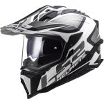 CASCO DE MOTO TRAIL LS2 -MX701 EXPLORER ALTER MATT BLACK WHITE-ECE 22.06 FIBRA DE VIDRIO NEGRO BLANCO