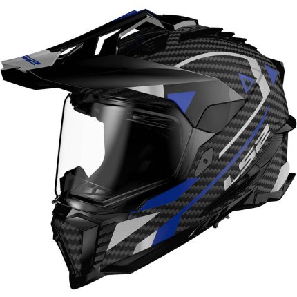 CASCO DE MOTO TRAIL LS2 - MX701 EXPLORER C ADVENTURE BLUE-ECE 22.06 FIBRA DE CARBONO NEGRO AZUL
