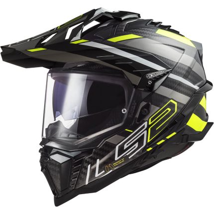 CASCO DE MOTO TRAIL LS2 -MX701 EXPLORER C EDGE GL.BLACK H-V YELL-ECE 22.06 FIBRA DE CARBONO NEGRO AMARILLO