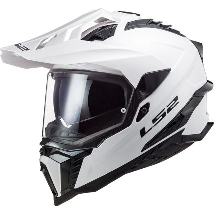 CASCO DE MOTO TRAIL LS2 -MX701 EXPLORER SOLID WHITE-ECE 22.06 FIBRA DE VIDRIO BLANCO NEGRO