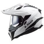 CASCO DE MOTO TRAIL LS2 -MX701 EXPLORER SOLID WHITE-ECE 22.06 FIBRA DE VIDRIO BLANCO NEGRO - Imagen 2