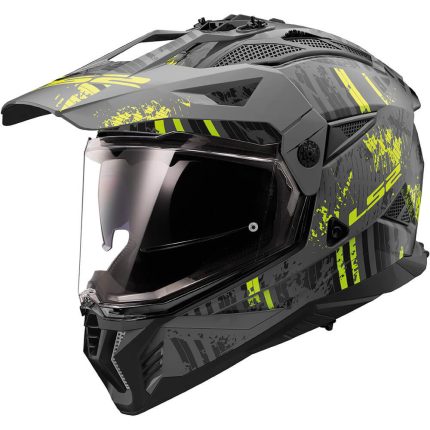 CASCO DE MOTO TRAIL LS2 -MX702 PIONEER II CRAZY M.BLACK H-V YELL-ECE 22.06 GRIS AMARILLO