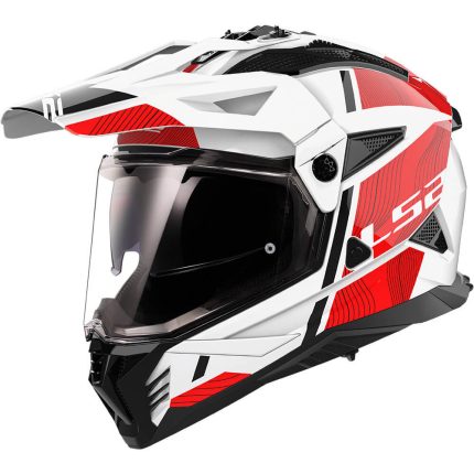 CASCO DE MOTO TRAIL LS2 -MX702 PIONEER II HILL WHITE RED-ECE 22.06 BLANCO ROJO