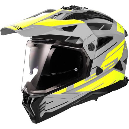CASCO DE MOTO TRAIL LS2 -MX702 PIONEER II NAMIB M.GREY H-V YELLOW-ECE 22.06 GRIS AMARILLO