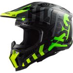 CASCO DE MOTO CROSS LS2 -MX703 C X-FORCE BARRIER H-V YELLOW GREEN-ECE 22.06 FIBRA DE CARBONO NEGRO VERDE AMARILLO