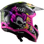 CASCO DE MOTO CROSS LS2 -MX703 C X-FORCE FIRESKULL VIOLET-ECE 22.06 FIBRA DE CARBONO NEGRO ROSA AMARILLO - Imagen 2