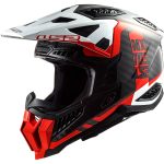 CASCO DE MOTO CROSS LS2 -MX703 C X-FORCE VICTORY RED WHITE-ECE 22.06 FIBRA DE CARBONO NEGRO ROJO BLANCO