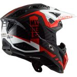 CASCO DE MOTO CROSS LS2 -MX703 C X-FORCE VICTORY RED WHITE-ECE 22.06 FIBRA DE CARBONO NEGRO ROJO BLANCO - Imagen 2