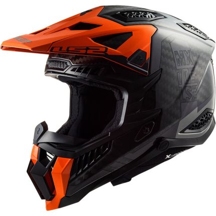 CASCO DE MOTO CROSS LS2 -MX703 C X-FORCE VICTORY TITANIUM ORANGE-ECE 22.06 FIBRA DE CARBONO NEGRO NARANJA
