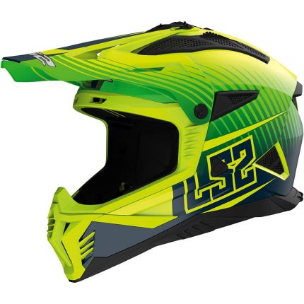 CASCO DE MOTO CROSS LS2 -MX708 FAST II DUCK M.H-V GREEN H-V YELL.-ECE 22.06 AMARILLO FLUO VERDE