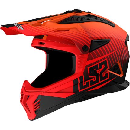 CASCO DE MOTO CROSS LS2 -MX708 FAST II DUCK M.H-V ORANGE RED-ECE 22.06 ROJO FLUORESCENTE