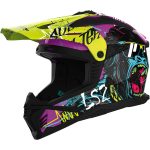 CASCO DE MOTO CROSS LS2 -MX708 FAST II GORILLA PURPLE H-V YELLOW-ECE 22.06 NEGRO LILA AMARILLO