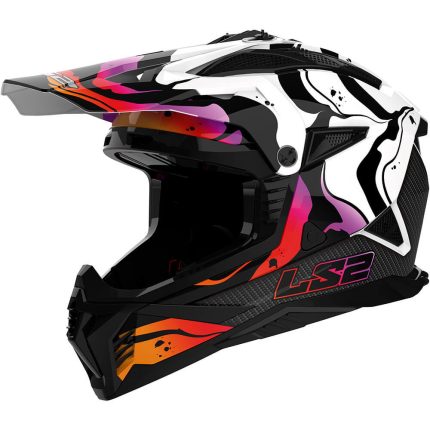 CASCO DE MOTO CROSS LS2 -MX708 FAST II WASH WHITE-ECE 22.06 NEGRO BLANCO