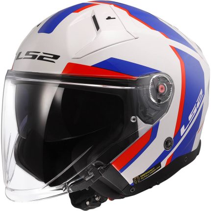 CASCO JET LS2 - OF603 INFINITY II FOCUS WHITE BLUE RED-06  BLANCO AZUL ROJO