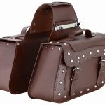 JUEGO DE ALFORJAS RÍGIDAS DE CUERO 3-4MM, PARA MOTO CUSTOM Y HARLEY BIKERS ROAD CRUISER MARRON 2 X 15 LITROS