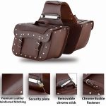 JUEGO DE ALFORJAS RÍGIDAS DE CUERO 3-4MM, PARA MOTO CUSTOM Y HARLEY BIKERS ROAD CRUISER MARRON 2 X 15 LITROS - Imagen 4