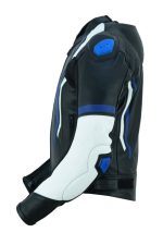 CHAQUETA DE CUERO CON PROTECTORES TPR TITANIO Y JOROBA/ JF 17 C AZUL BLANCA NEGRA - Imagen 3