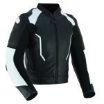 CHAQUETA DE CUERO CON PROTECTORES TPR TITANIO Y JOROBA/ JF 17 C BLANCA NEGRA