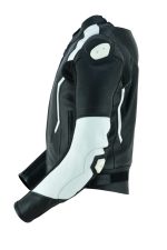 CHAQUETA DE CUERO CON PROTECTORES TPR TITANIO Y JOROBA/ JF 17 C BLANCA NEGRA - Imagen 3