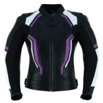 MONO DE CUERO DE DOS PIEZAS CON PROTECCIONES DE TITANIO PARA CHICAS JF 17 LILA MORADO BLANCA NEGRA - Imagen 2