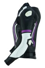 CHAQUETA DE MOTO EN CUERO PARA CHICAS  CON PROTECCIONES DE TITANIO/ JF 17 C LILA MORADO - Imagen 3