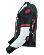 CHAQUETA DE CUERO CON PROTECTORES TPR TITANIO Y JOROBA/ JF 17 C ROJA BLANCA NEGRA - Imagen 4