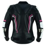 MONO DE CUERO DE DOS PIEZAS CON PROTECCIONES DE TITANIO PARA CHICAS JF 17 ROSA BLANCA NEGRA - Imagen 3