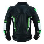 CHAQUETA DE CUERO CON PROTECTORES TPR TITANIO Y JOROBA/ JF 17 C VERDE NEGRA - Imagen 4