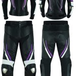 MONO DE CUERO DE DOS PIEZAS CON PROTECCIONES DE TITANIO PARA CHICAS JF 17 LILA MORADO BLANCA NEGRA