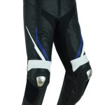 PANTALON DE CUERO PARA MOTORISTA CON PROTECCIONES DE TITANIO JF 17 P -AZUL