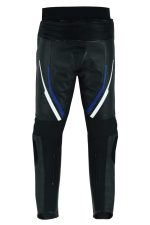 PANTALON DE CUERO PARA MOTORISTA CON PROTECCIONES DE TITANIO JF 17 P -AZUL - Imagen 4