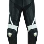 PANTALON DE CUERO PARA MOTORISTA CON PROTECCIONES DE TITANIO JF 17 P -BLANCO