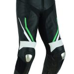 PANTALON DE CUERO PARA MOTORISTA CON PROTECCIONES DE TITANIO JF 17 P -VERDE