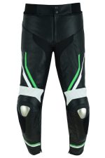 PANTALON DE CUERO PARA MOTORISTA CON PROTECCIONES DE TITANIO JF 17 P -VERDE - Imagen 2
