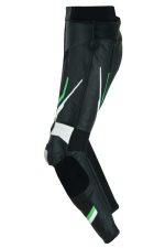 PANTALON DE CUERO PARA MOTORISTA CON PROTECCIONES DE TITANIO JF 17 P -VERDE - Imagen 3