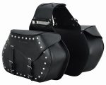 JUEGO DE ALFORJAS RÍGIDAS DE CUERO 3-4MM, PARA MOTO CUSTOM Y HARLEY BIKERS PATHFINDER NEGRO 2 X 20 LITROS