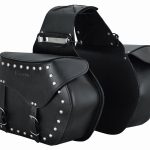 JUEGO DE ALFORJAS RÍGIDAS DE CUERO 3-4MM, PARA MOTO CUSTOM Y HARLEY BIKERS PATHFINDER NEGRO 2 X 20 LITROS